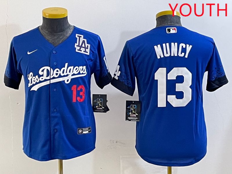 Youth Los Angeles Dodgers #13 Muncy Blue City Edition 2025 Nike MLB Jersey style 6